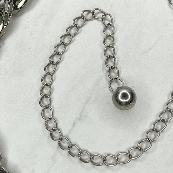 Silver Tone Braided Woven Chain Link Belt Y2K Festival One Size (OS) ✨ - Picture 9 of 10